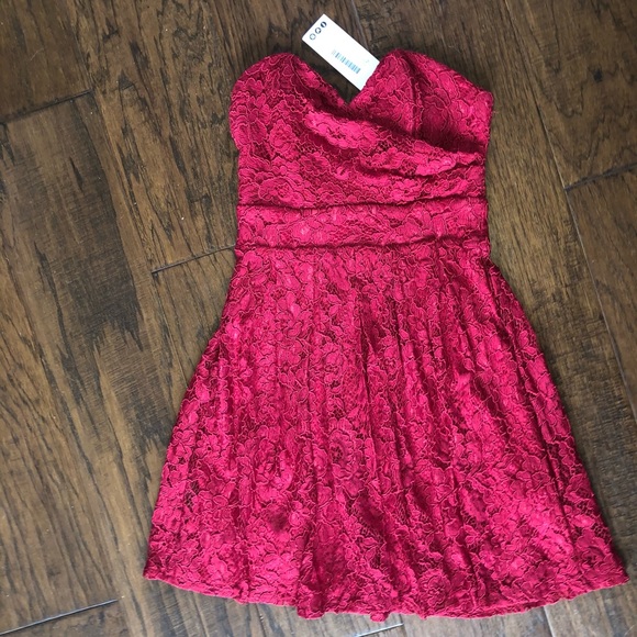 Brand New Red Lace Mini Dress - Picture 1 of 7